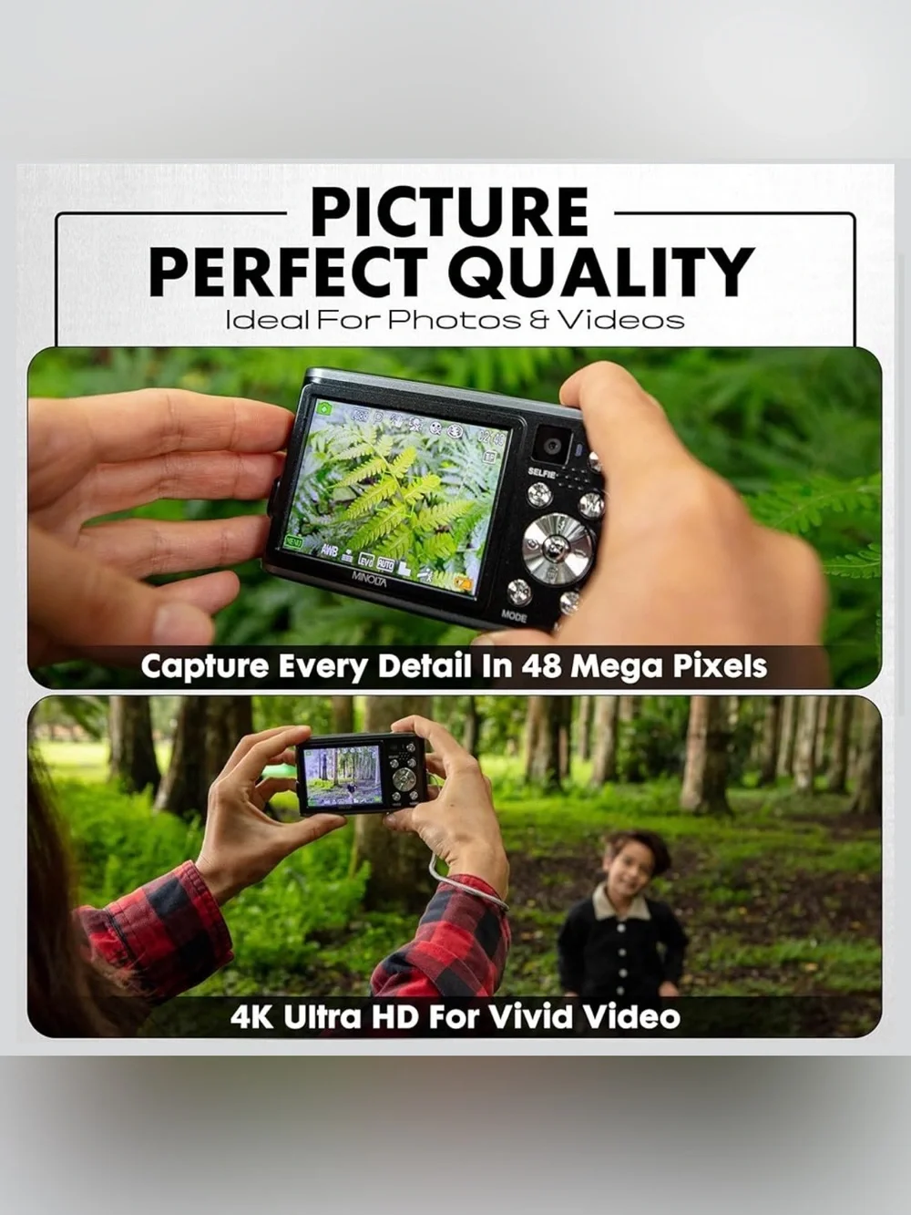 Minolta 48MP Black Compact Digital Camera with 4K UHD Video MND23